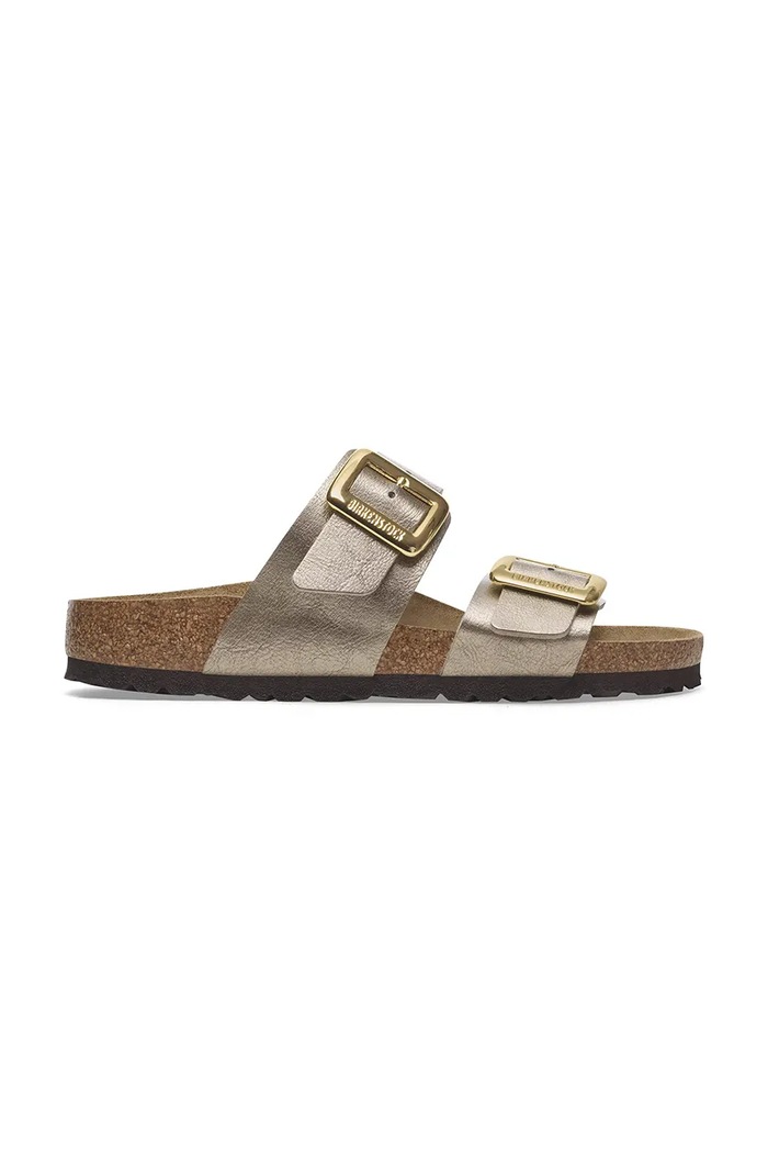 Pantofle Birkenstock Sydney Graceful Cushion Buckle bez podpatku hnědá 1029372