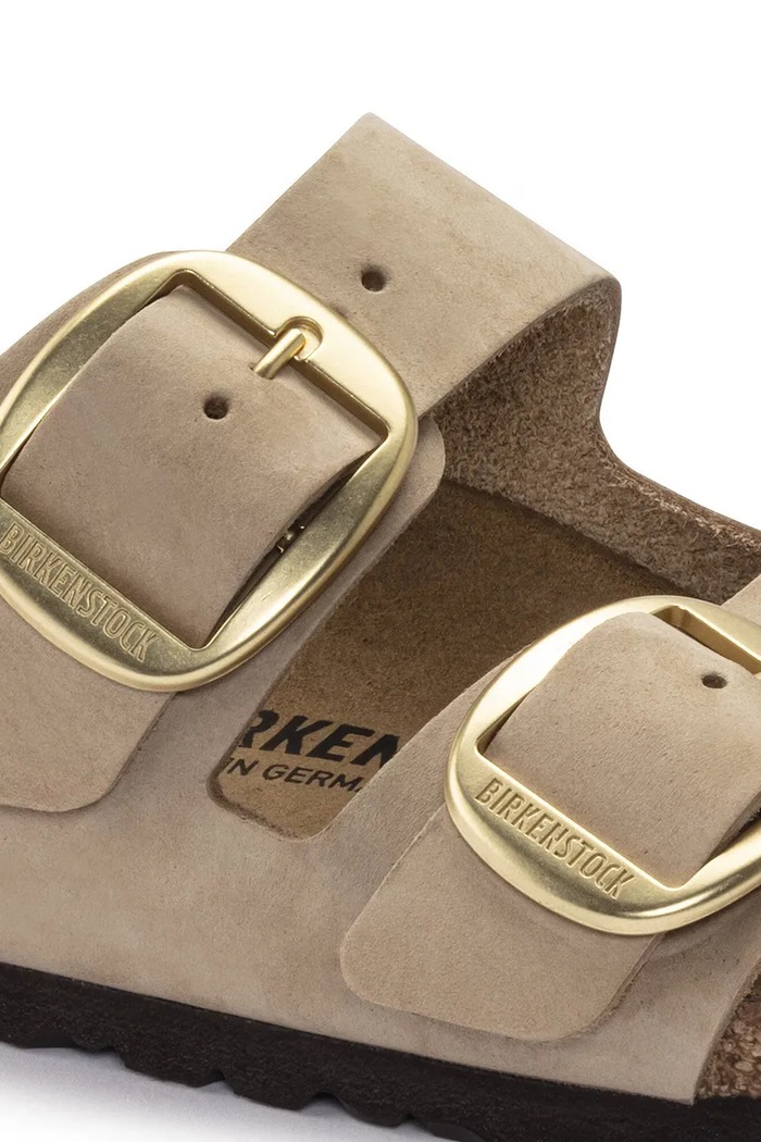 Scarpe Birkenstock ciabatte slide in nubuck Arizona Big Buckle 1023957 beige