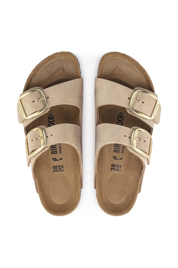 Birkenstock ciabatte slide in nubuck Arizona Big Buckle 1023957 beige