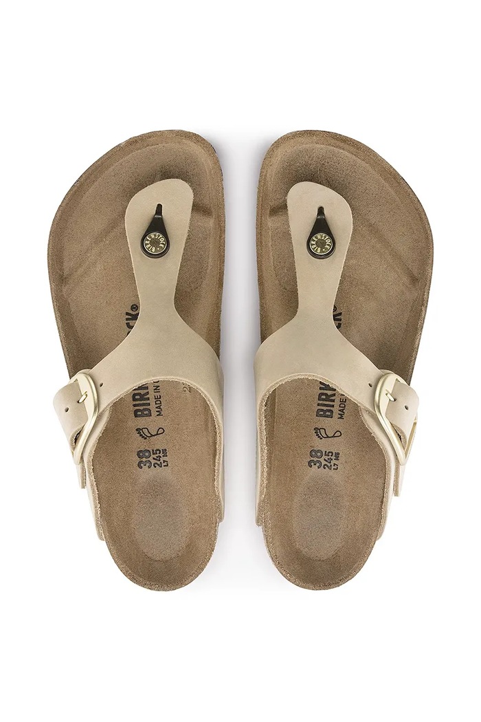 Birkenstock japonki nubukowe Gizeh Big Buckle 1023966 beżowy