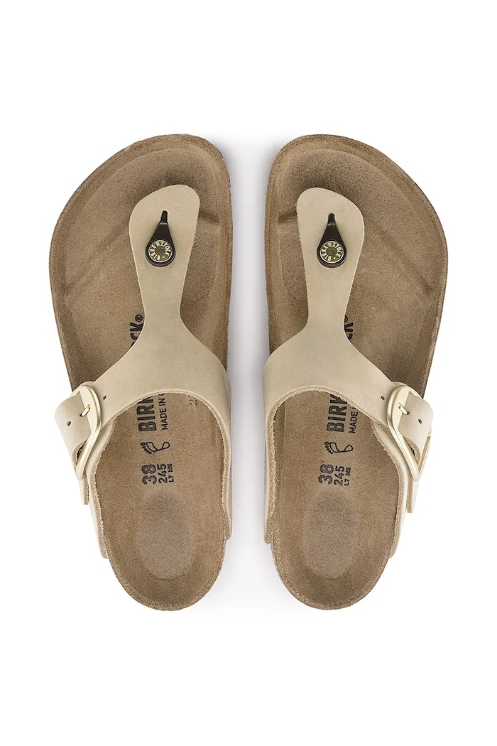 Birkenstock japonki nubukowe Gizeh Big Buckle 1023966 beżowy