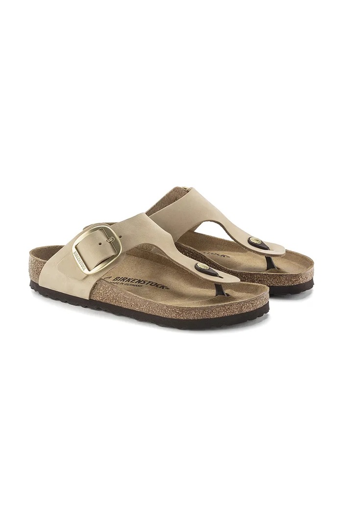 Birkenstock japonki nubukowe Gizeh Big Buckle beżowy 1024007