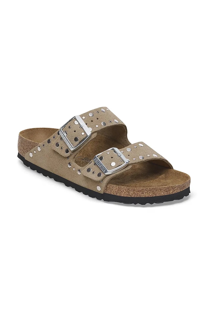 Birkenstock klapki zamszowe Arizona Rivet 1029390 brązowy SS26
