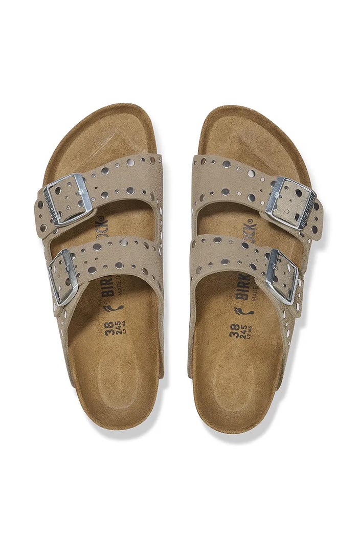 Birkenstock klapki zamszowe Arizona Rivet 1029390 brązowy