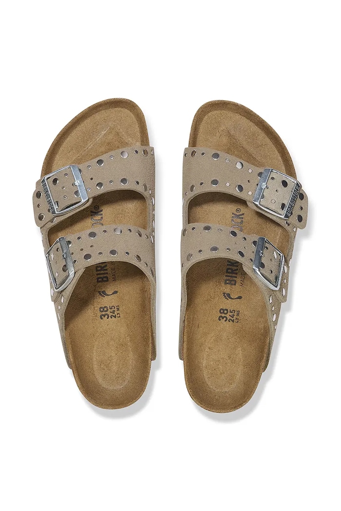 Birkenstock klapki zamszowe Arizona Rivet 1029390 brązowy
