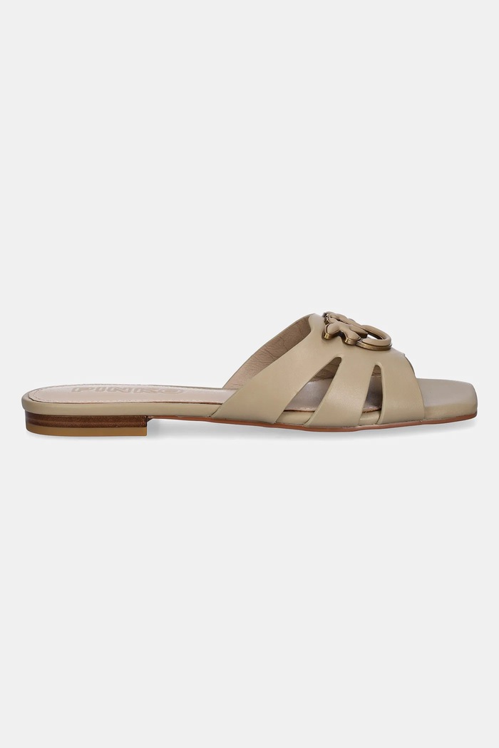 Pinko klapki skórzane Marli SD0313.P003.I35 beżowy SS25