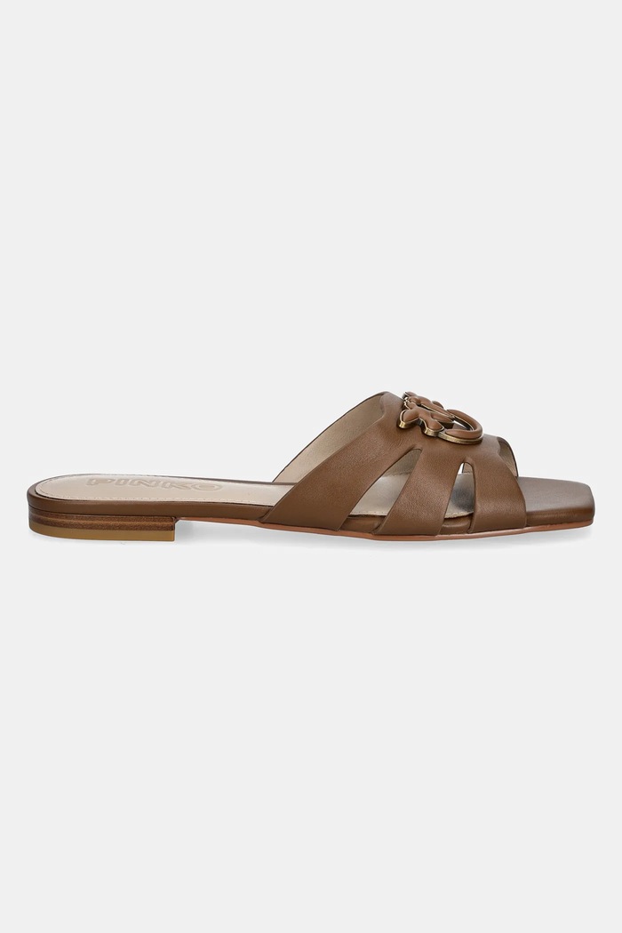 Pinko klapki skórzane Marli SD0313.P003.GU8 brązowy SS25