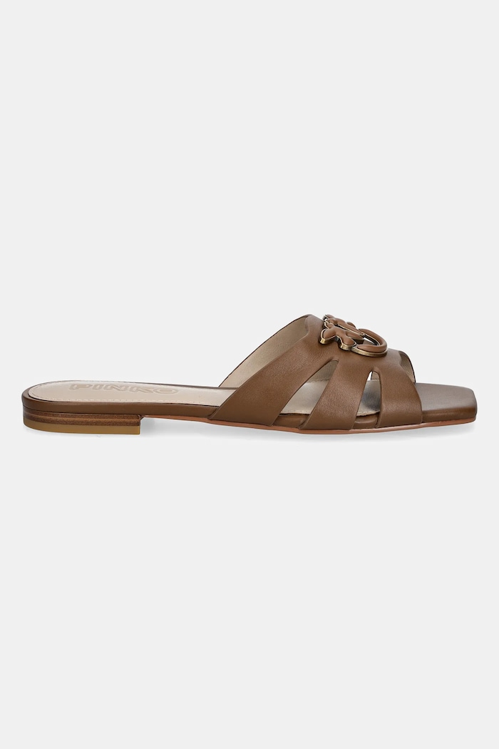 Pinko klapki skórzane Marli SD0313.P003.GU8 brązowy SS25
