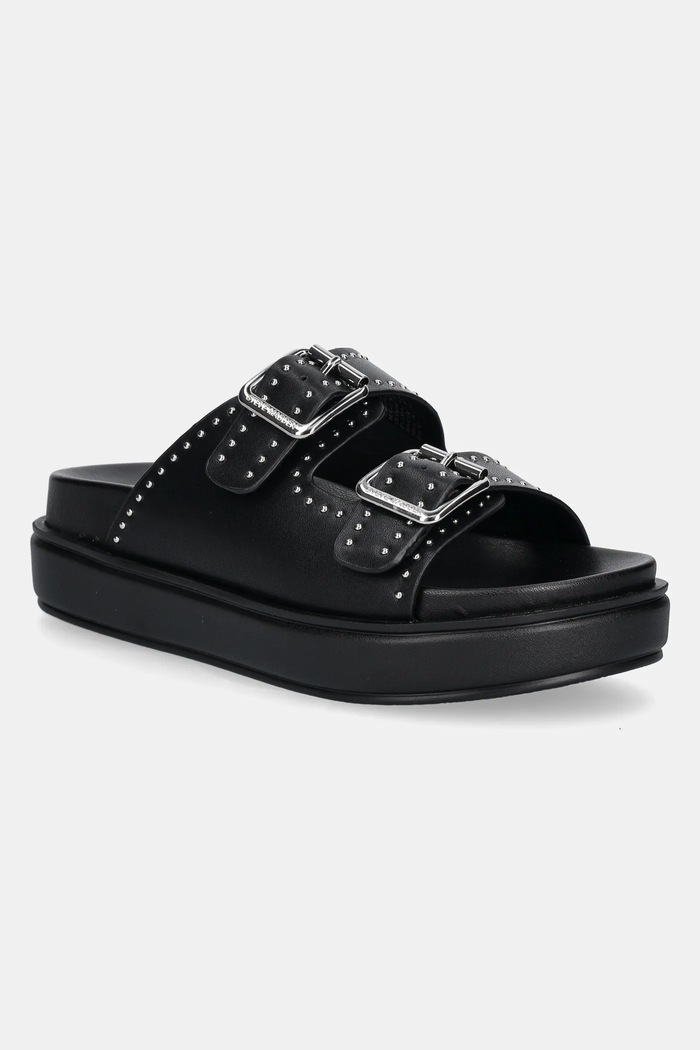Steve Madden ciabatte slide in pelle Freelance pelle fiore nero SM11003598.05O