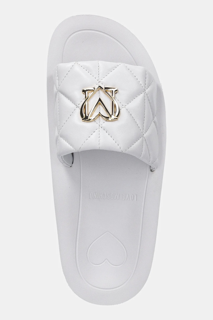 Love Moschino klapki skórzane biały JA28014I1MIE0100
