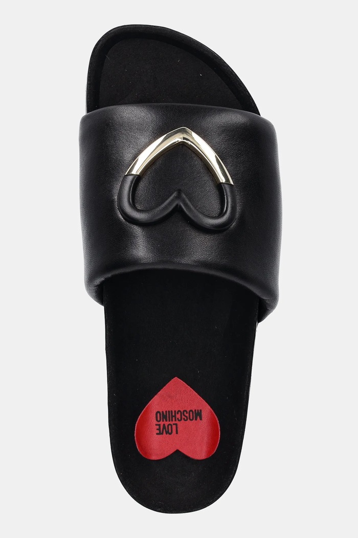 Kožené pantofle Love Moschino černá JA28283G1MIE0000