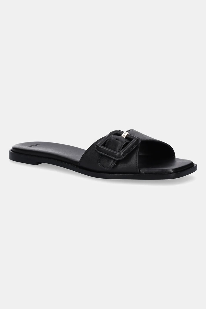 BOSS Bőr papucs Charlize fekete 50542200.001