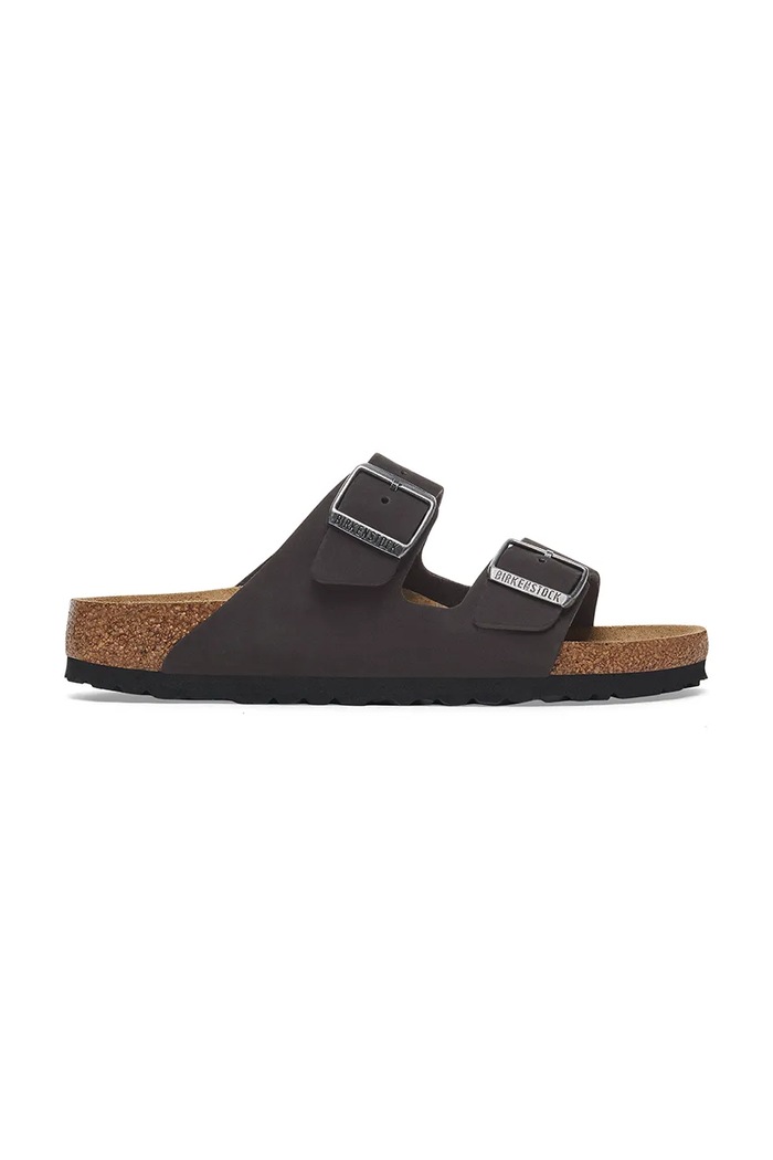 Nubukové pantofle Birkenstock Arizona SFB bez podpatku černá 1019011
