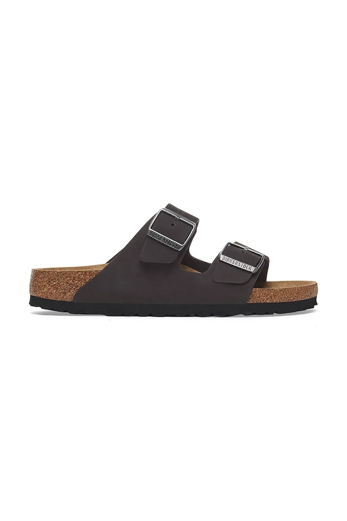 Nubukové pantofle Birkenstock Arizona SFB bez podpatku černá 1019011