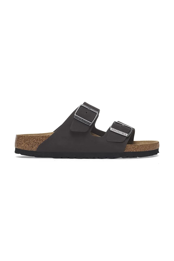 Nubukové pantofle Birkenstock Arizona SFB bez podpatku černá 1019035