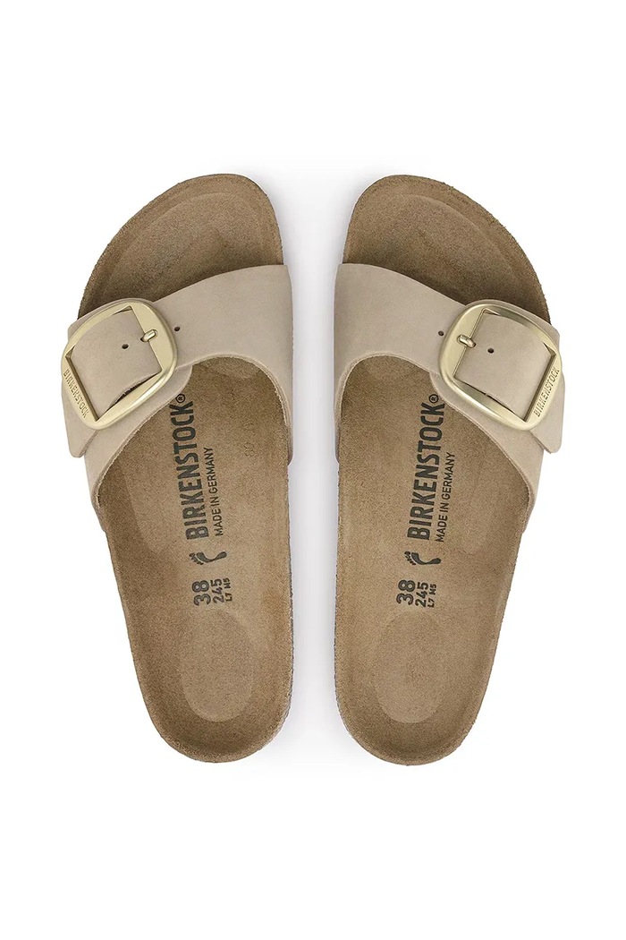 Nubukové šľapky Birkenstock Madrid Big Buckle 1024140 béžová