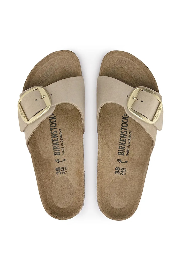 Nubukové šľapky Birkenstock Madrid Big Buckle 1024140 béžová