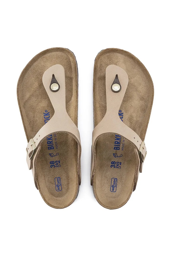 Nubukové šľapky Birkenstock Gizeh SFB 1018999 béžová
