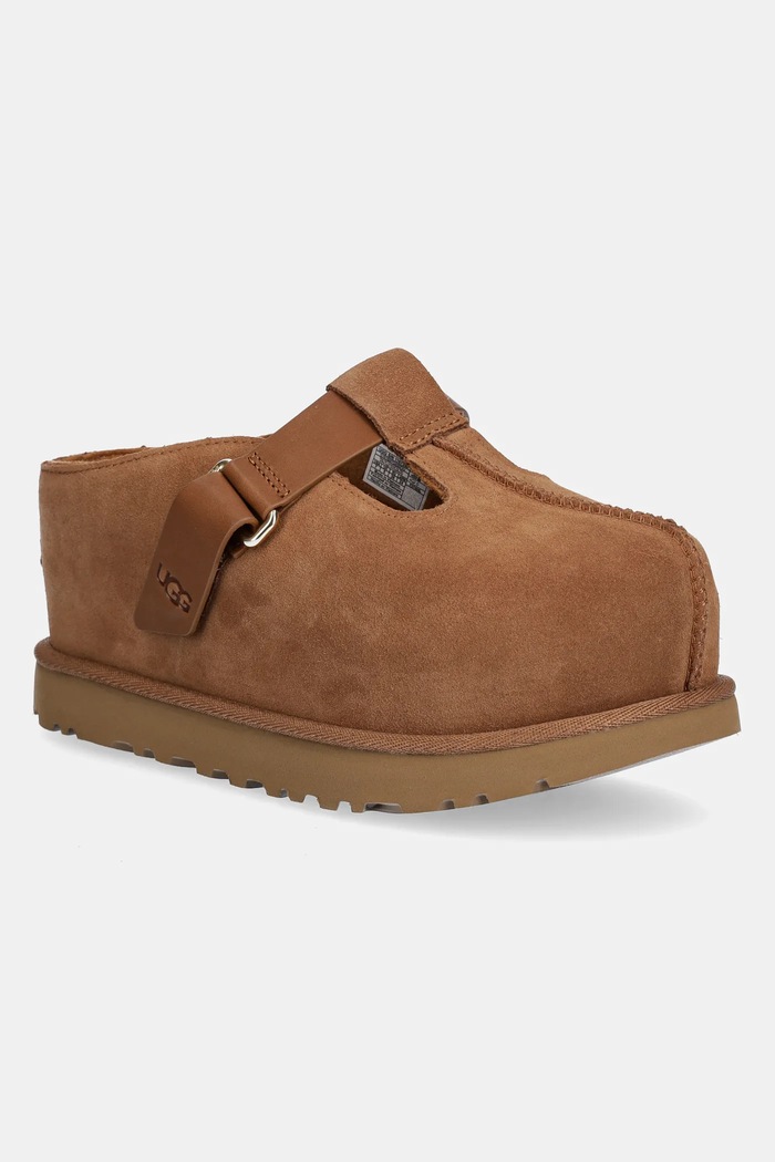 Чехли UGG Goldenstar Hi Clog велур кафяв 1167550.CHE