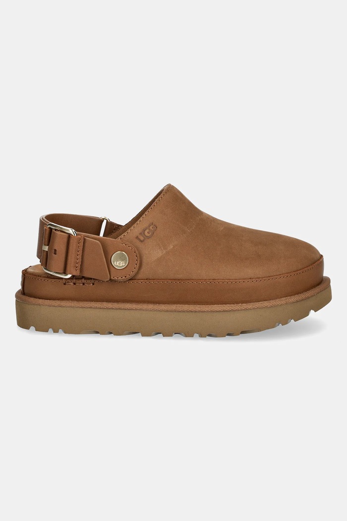 Чехли от набук UGG Goldenstar Villa Clog 1169590.CHE кафяв SS25