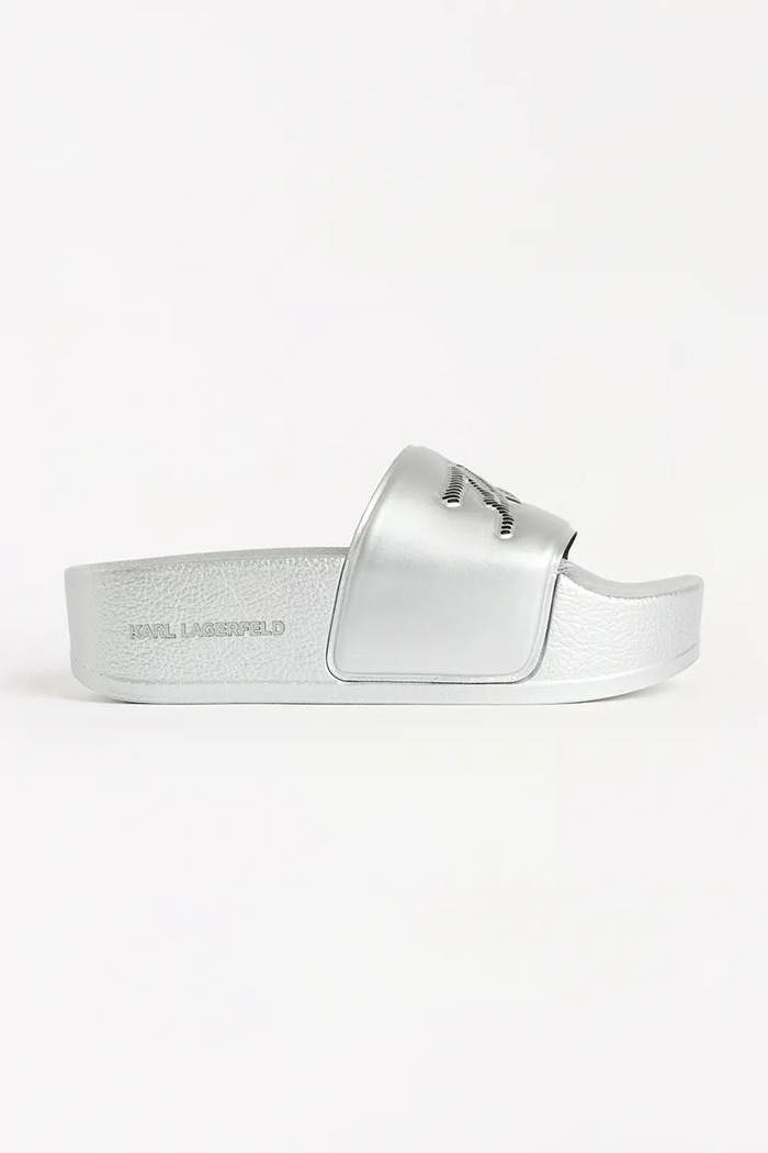 Pantofle Karl Lagerfeld KONDO MAXI platforma stříbrná KL80872.VSL