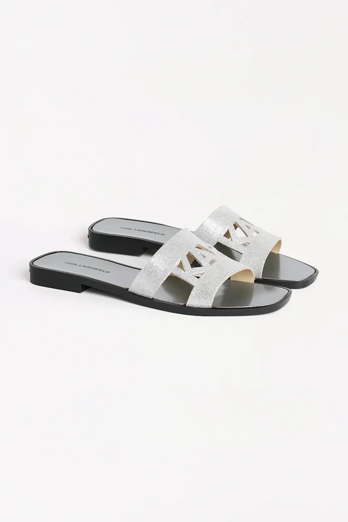 Natikače od brušene kože Karl Lagerfeld SKOOT II KL80402.5SL srebrna SS25