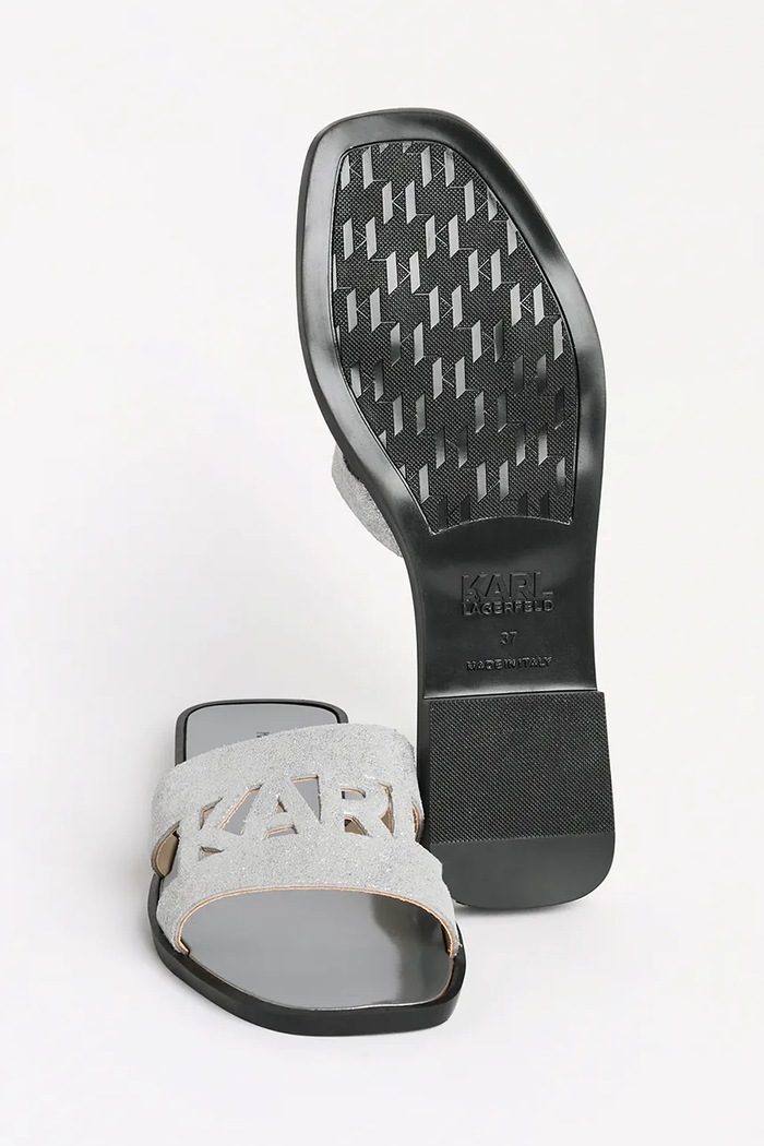 Natikače od brušene kože Karl Lagerfeld SKOOT II KL80402.5SL srebrna