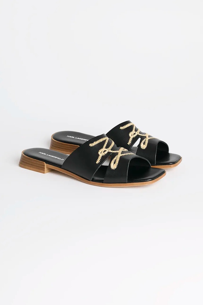Kožené pantofle Karl Lagerfeld PETALO KL80772.000 černá SS25