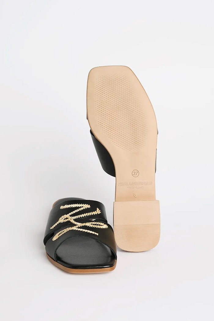 Kožené pantofle Karl Lagerfeld PETALO KL80772.000 černá