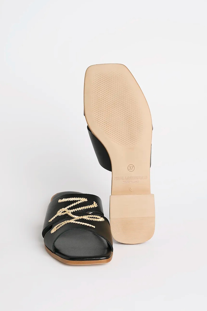 Kožené pantofle Karl Lagerfeld PETALO KL80772.000 černá