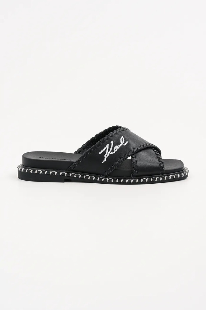 Karl Lagerfeld ciabatte slide in pelle KLEO flat nero KL81372.000