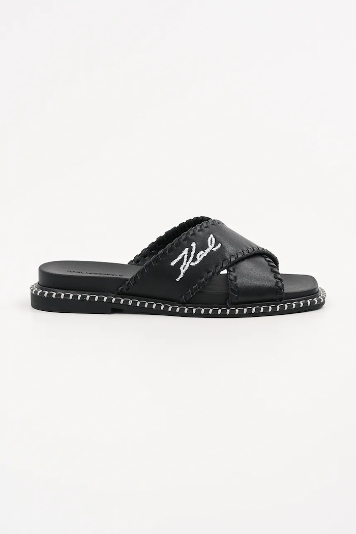 Karl Lagerfeld ciabatte slide in pelle KLEO flat nero KL81372.000