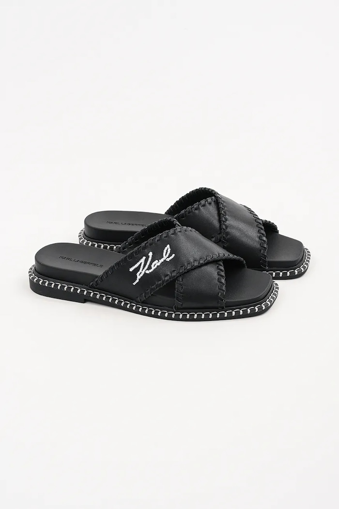 Karl Lagerfeld ciabatte slide in pelle KLEO KL81372.000 nero SS25