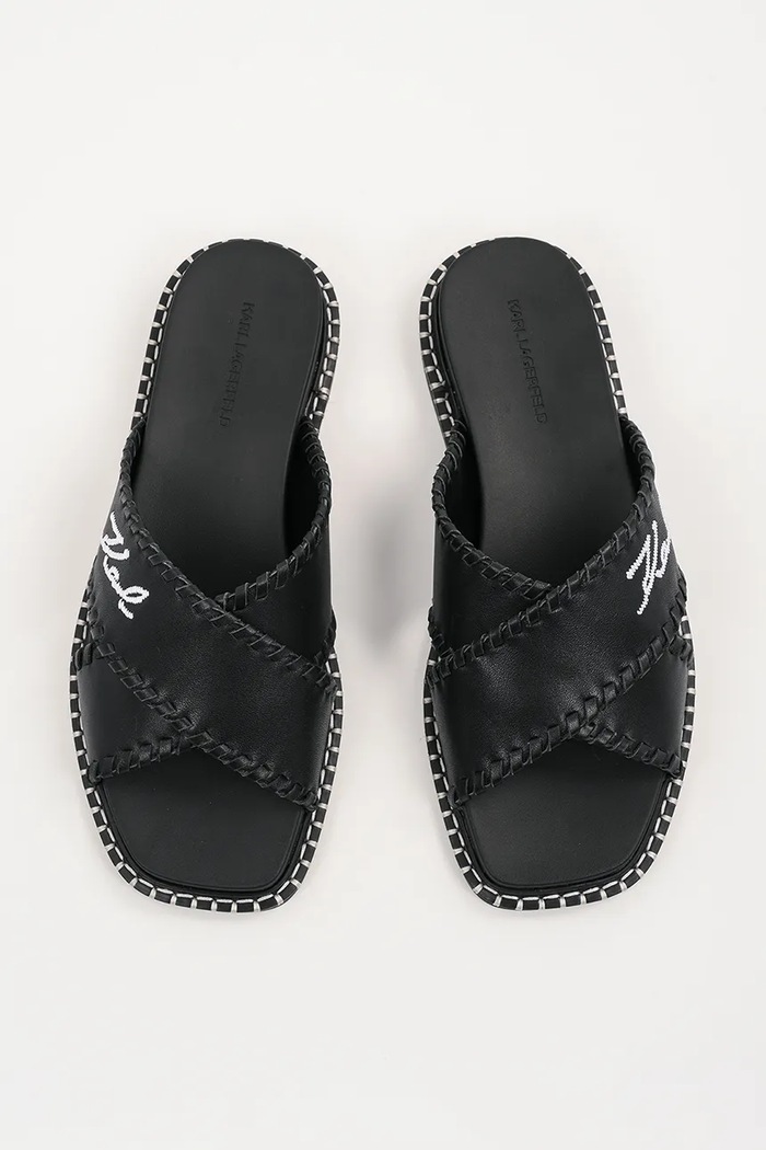 Karl Lagerfeld ciabatte slide in pelle KLEO nero KL81372.000