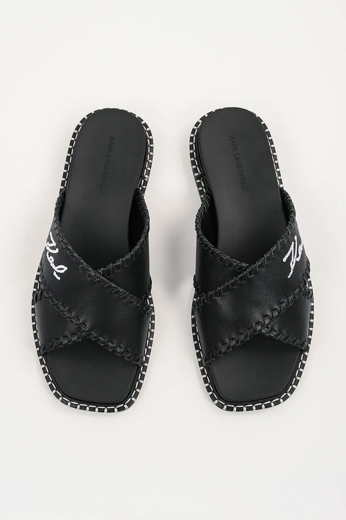 Karl Lagerfeld ciabatte slide in pelle KLEO nero KL81372.000