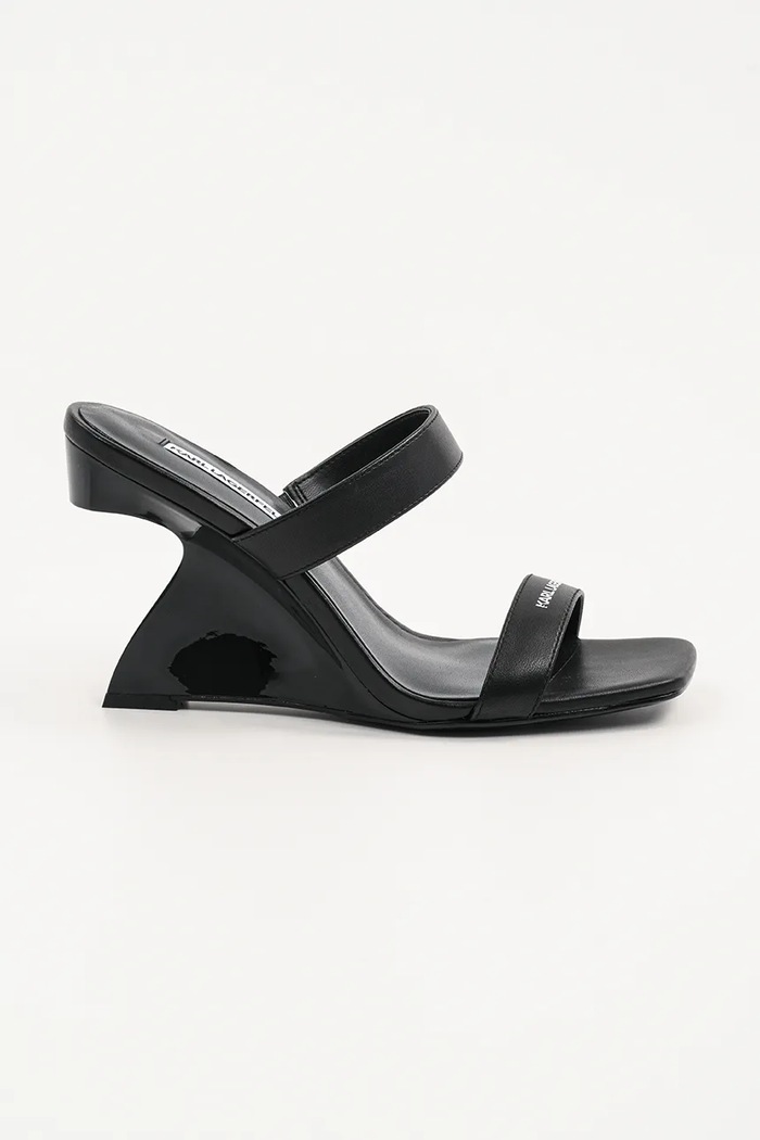 Karl Lagerfeld ciabatte slide in pelle WAVERLY pelle fiore nero KL34611.000