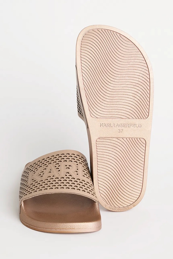 Șlapi de piele KONDO 2.0 Karl Lagerfeld aur KL80915.0T8