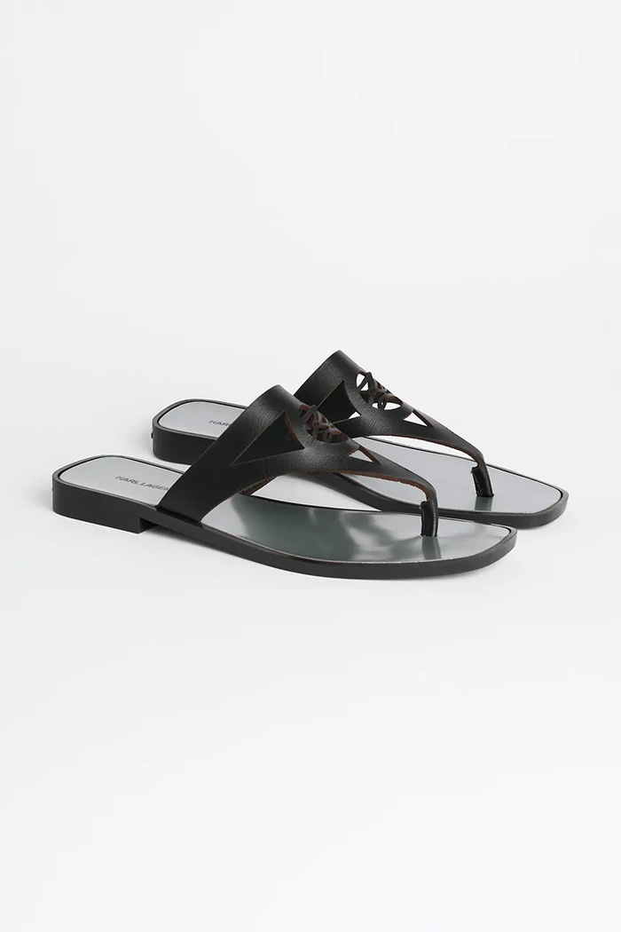 Kožené žabky Karl Lagerfeld SKOOT II KL80407.000 čierna SS25