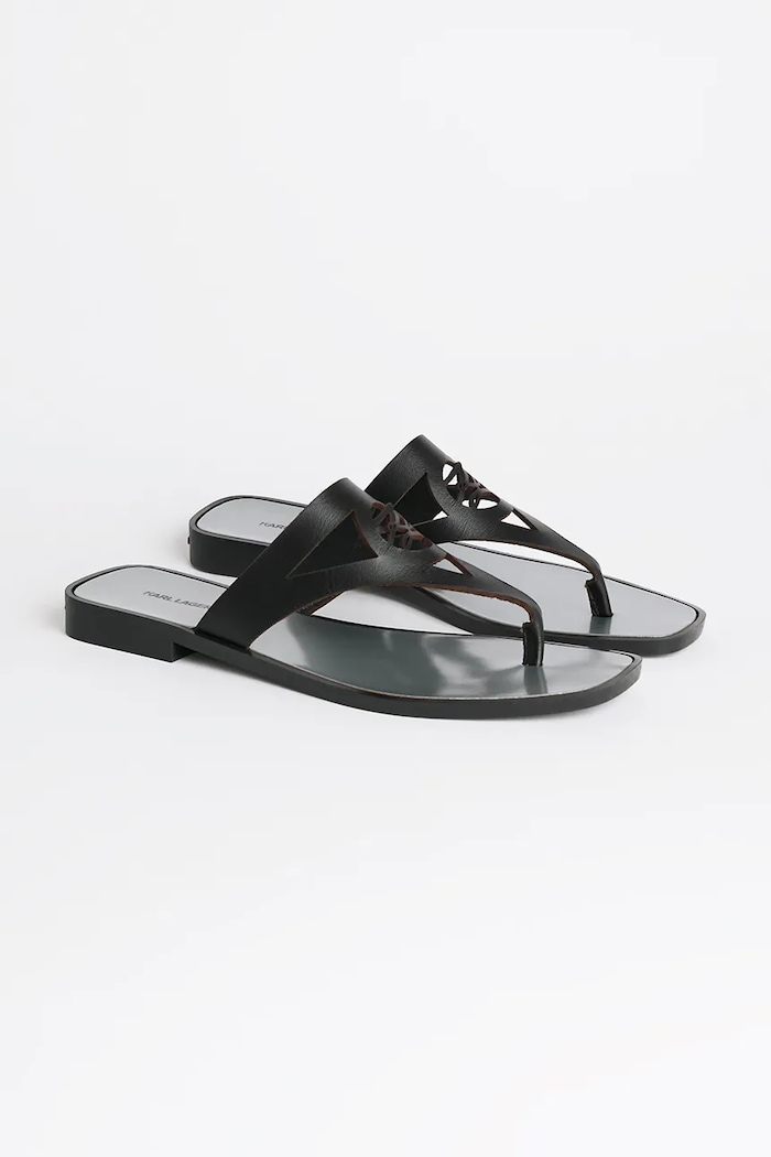 Kožené žabky Karl Lagerfeld SKOOT II KL80407.000 čierna SS25