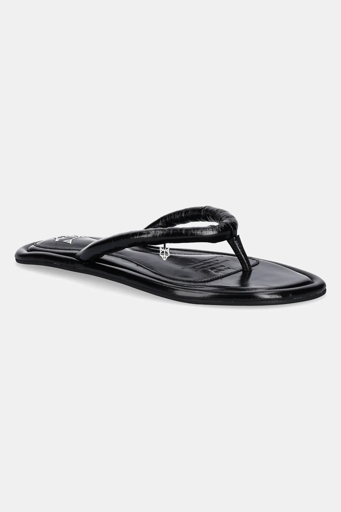 Naked Wolfe japonki skórzane Grenada płaski czarny Grenada.Black.Leather