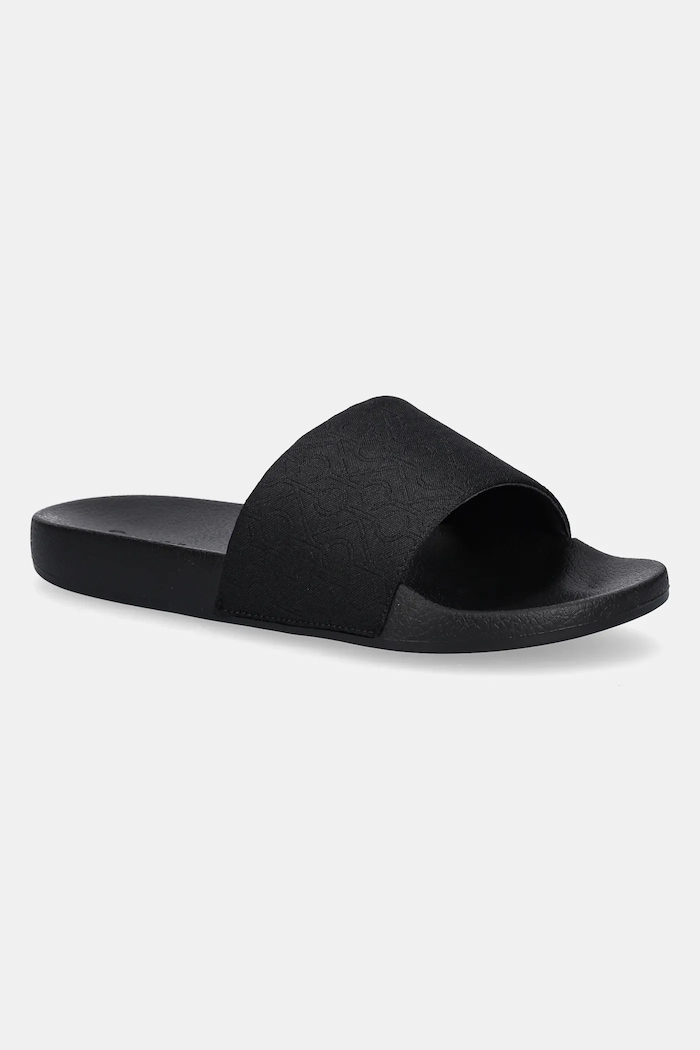 Calvin Klein klapki POOL SLIDE - JACQ tekstylny czarny HW0HW02420