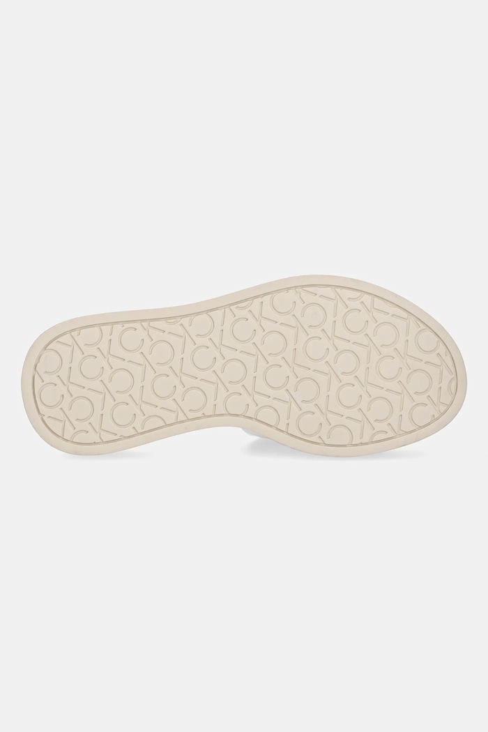Kožené šľapky Calvin Klein FLATFORM SLIDE W/CK HW - LTH HW0HW02368 béžová