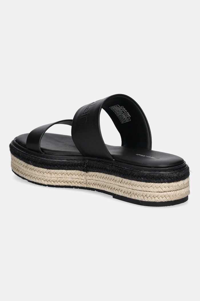 Scarpe Calvin Klein ciabatte slide in pelle FLATFORM WEDGE SLIDE - HE HW0HW02374 nero