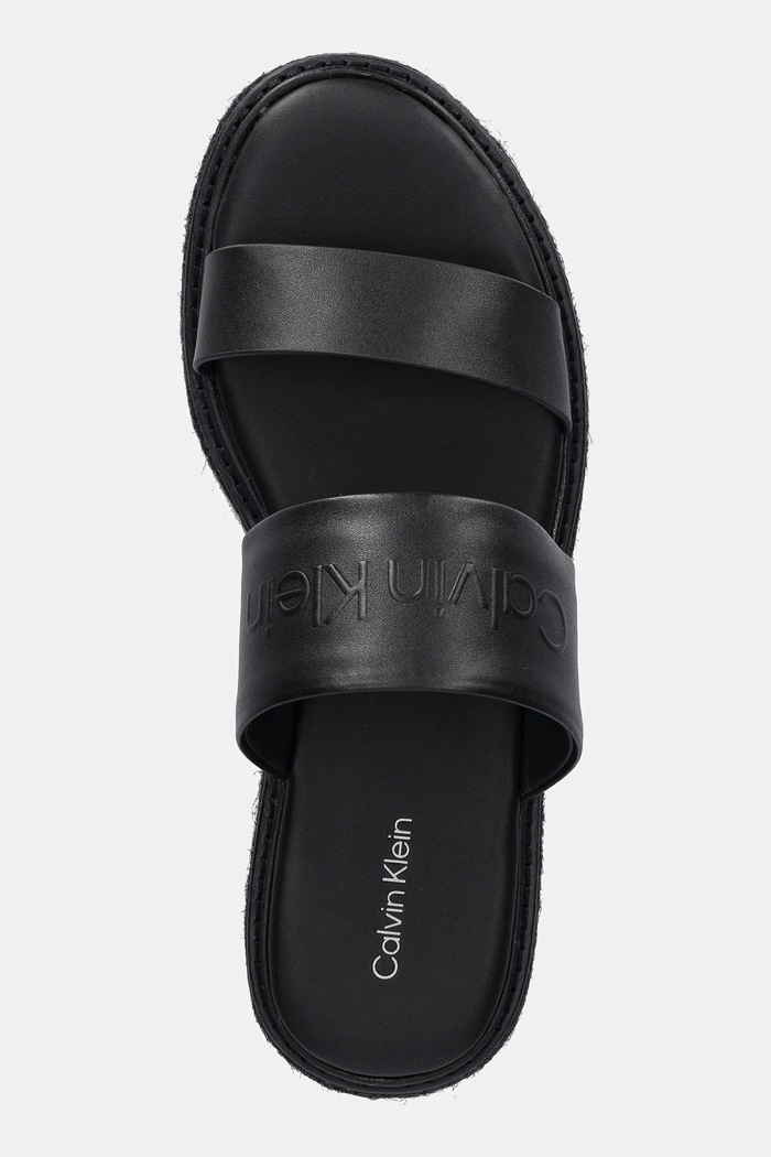 Calvin Klein ciabatte slide in pelle FLATFORM WEDGE SLIDE - HE nero HW0HW02374
