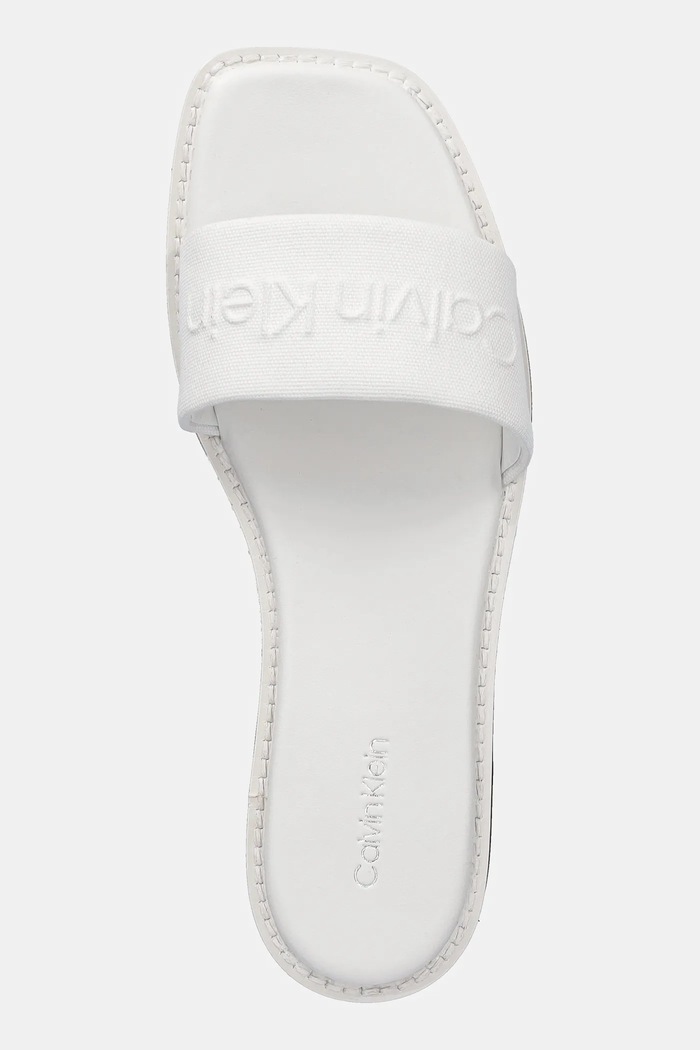 Calvin Klein klapki FLAT SLIDE - HE biały HW0HW02378