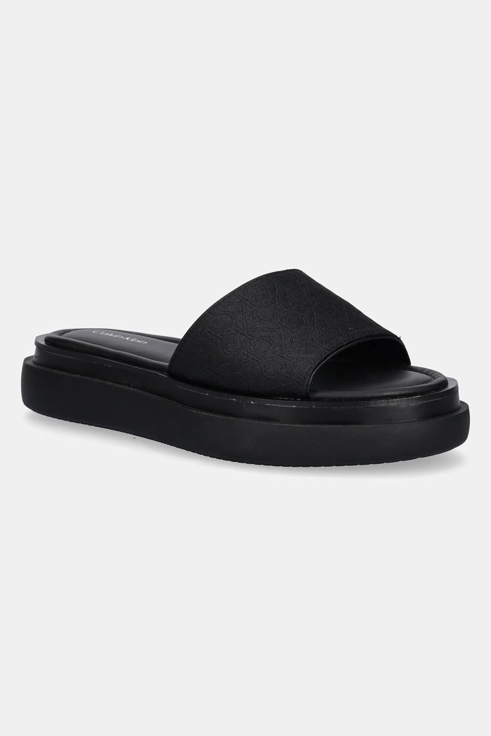 Calvin Klein papuci FLATFORM SLIDE - JACQ platformă negru HW0HW02461