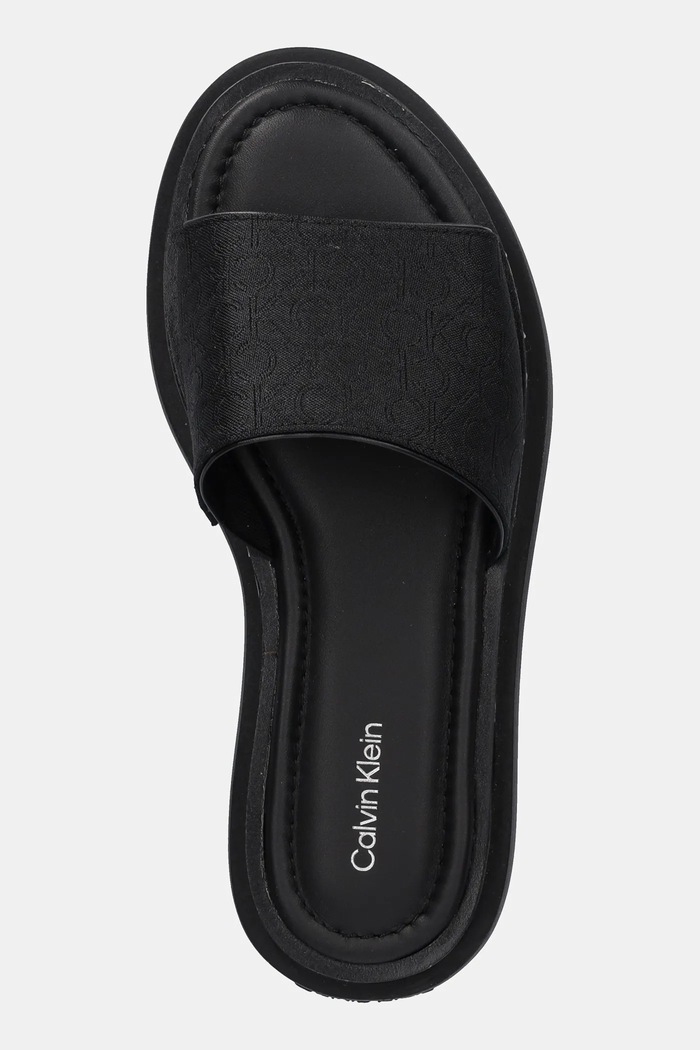 Calvin Klein papuci FLATFORM SLIDE - JACQ negru HW0HW02461