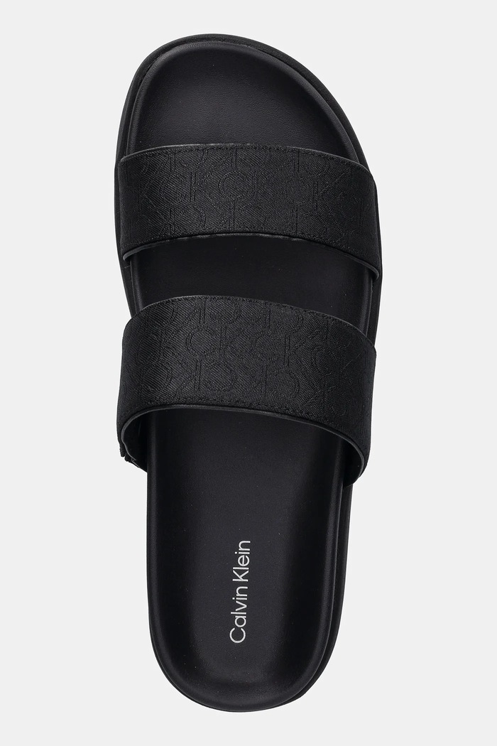 Šľapky Calvin Klein FLAT SLIDE - JACQ čierna HW0HW02486