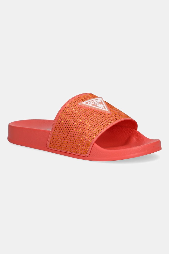 Παντόφλες Guess BEACH SLIPPERS STRASS φλατ πορτοκαλί E4GZ25.BB00F.G5O6