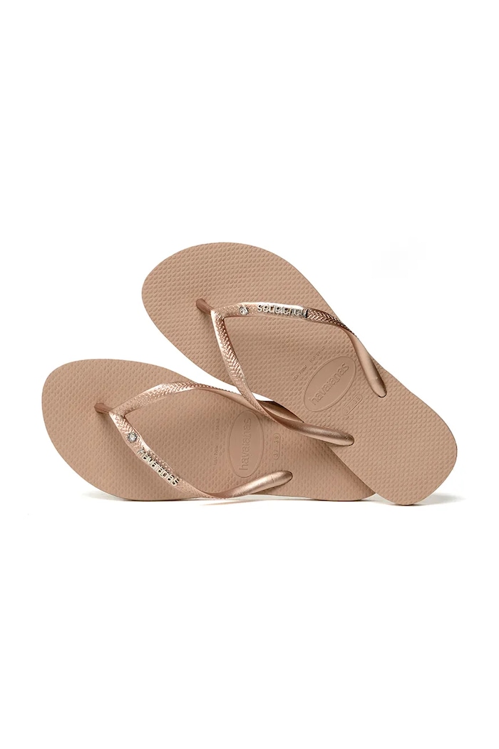 Japanke Havaianas SLIM METAL LOGO AND CRYSTAL 4129769.3581 bež